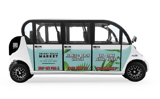 Courtesy: House of Gab. New, complimentary "Freebee" shuttle service from Delray Beach to the Delray Beach Market food hall.